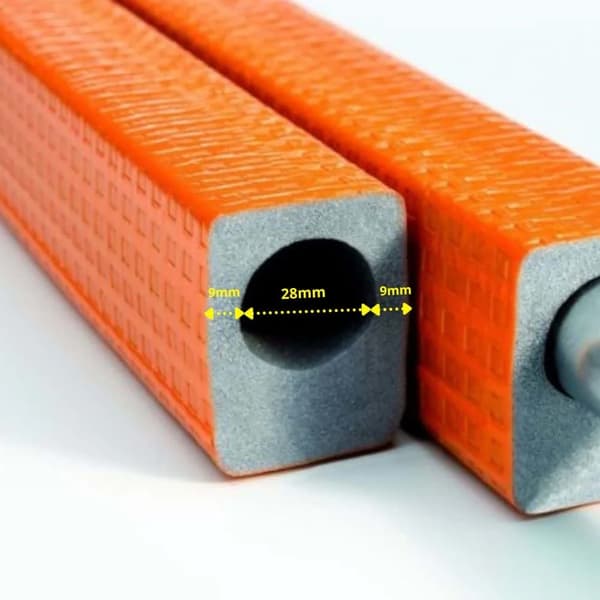 Rörisolering 2m - 28mm innerdiameter, 9mm tjocklek i robust polyetenskum för effektiva värmerör