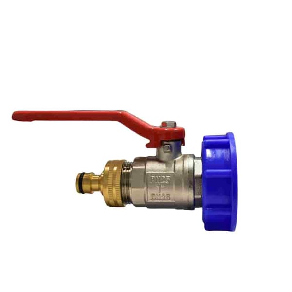 adapter til IBC S60 med 1" kugleventil og messing stikforbindelse