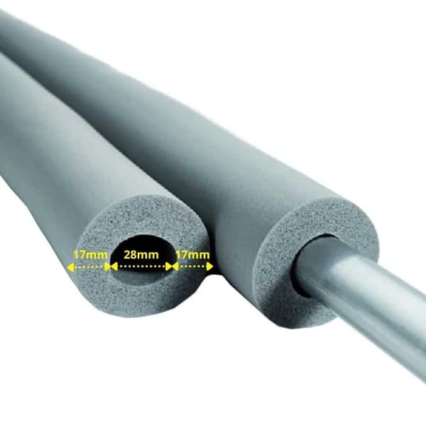 Rørisolering 28 mm fleksibel 2 meter sort med lukket celleskum