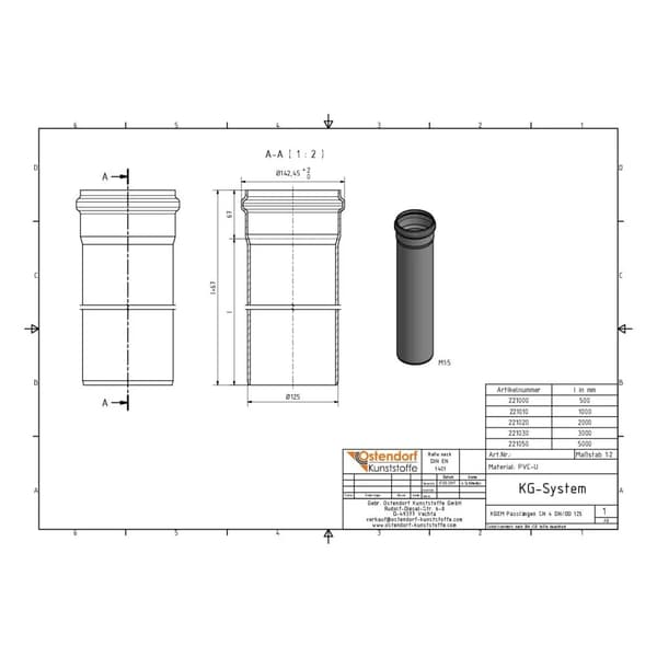 KGEM SN 4 putki DN/OD 125 × 2000 mm