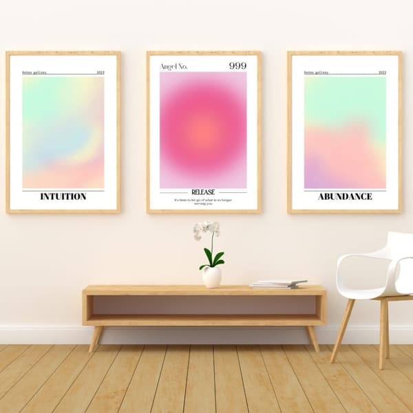 3-pack posters i mjuka pastelltoner