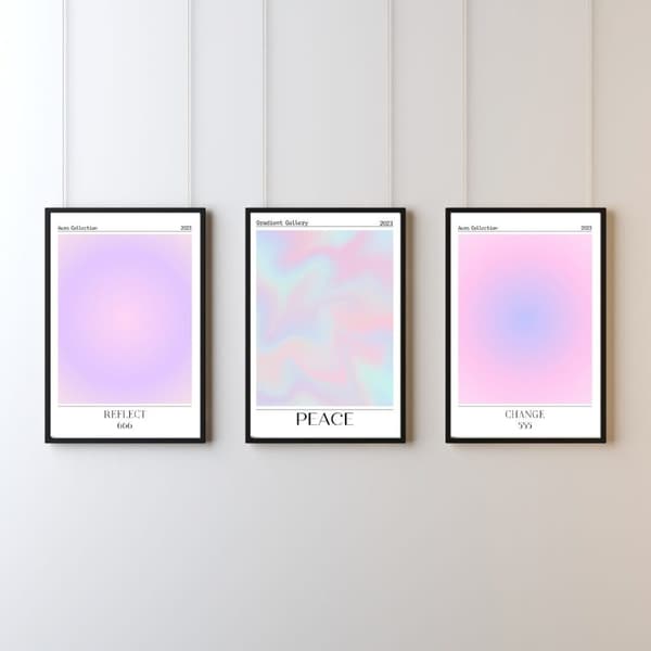 3-pak plakater i bløde pastelfarver Peace Reflect Change