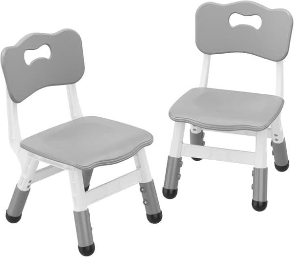 Barnstolar - Ergonomiska barnstolar - 2-pack - Plast - Utan dyna - Ej roterbara - Ljusgrå