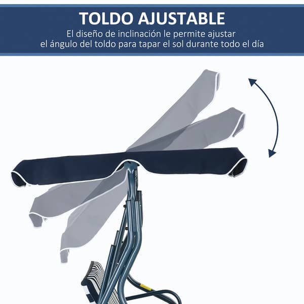 Trädgårdsgunga - Gungsoffa - Justerbart tak - 170×110×153 cm - Stål & Polyester - Blå