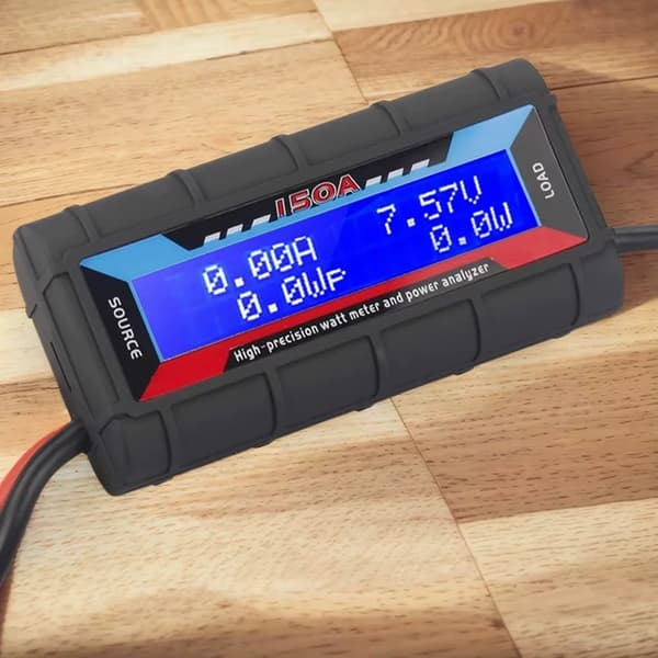 Digital LCD amper- och wattmätare - Effektanalysator - 200 A - Hög precision - För RC, batterier och solenergi