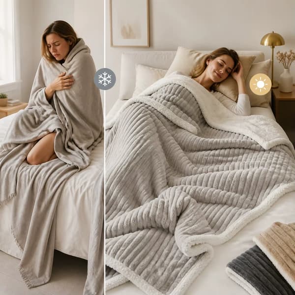 Tæppe - Rascheltæppe - 100 % polyester - 200 x 150 x 1,5 cm - Stribet - Maskinvaskbar - Grå