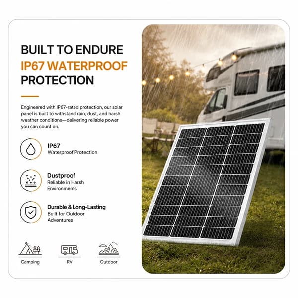Solpanel 80W - Rigid glas solcellepanel - 5 m DC-kabel - 5-i-1 DC multistik - Sæt til have, altan, camping