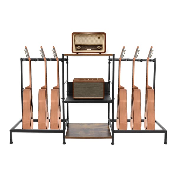 Gitarrställ - Multigitarrställ golvstativ - 3-vånings gitarrack - Mjuk vadderad förvaring - För hem och studio - 45 x 32,5 x 70 cm
