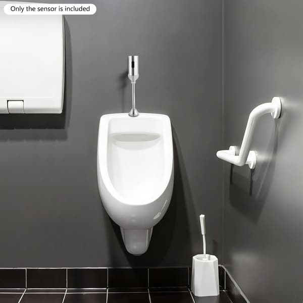 Urinalspolningsventil - Automatisk sensor-spolventil - DC 6V 4xAA - Väggmonterad - Koppar - DN15 inlopp - 55–65 cm sensorräckvidd - Silver