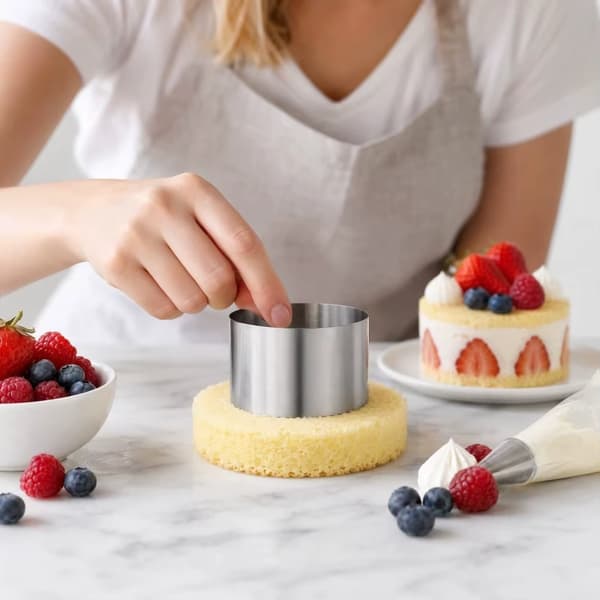 Dessertringsset - Serveringsringar - Formar - 8 delar - Rostfritt stål - Med spatel