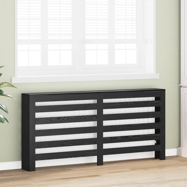 Radiatorskydd Elementskydd - 175x20x82 cm - Träkomposit - Ventilerad Front - Modern Design - Armégrön