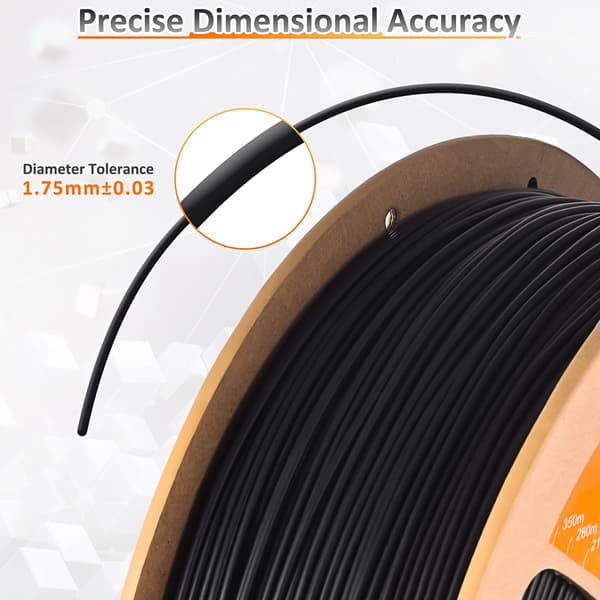 PP filament 3D-printer - 3D-print tråd - Standard polypropylen PP, 1 kg spole, til FDM 3D-printer - Sort