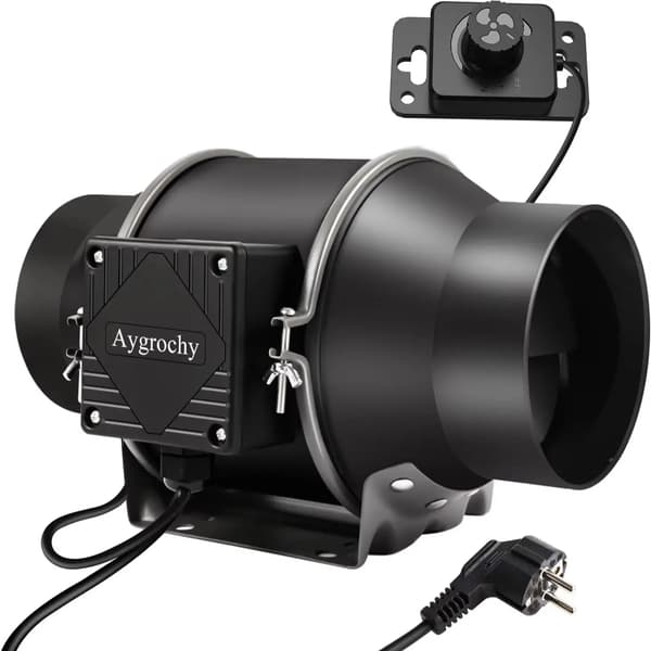 Kanalventilator - Inline-rørventilator - Luftstrøm 683 m³/h - Effekt 55 W - Spænding 240 V - Diameter 150 mm - Sort