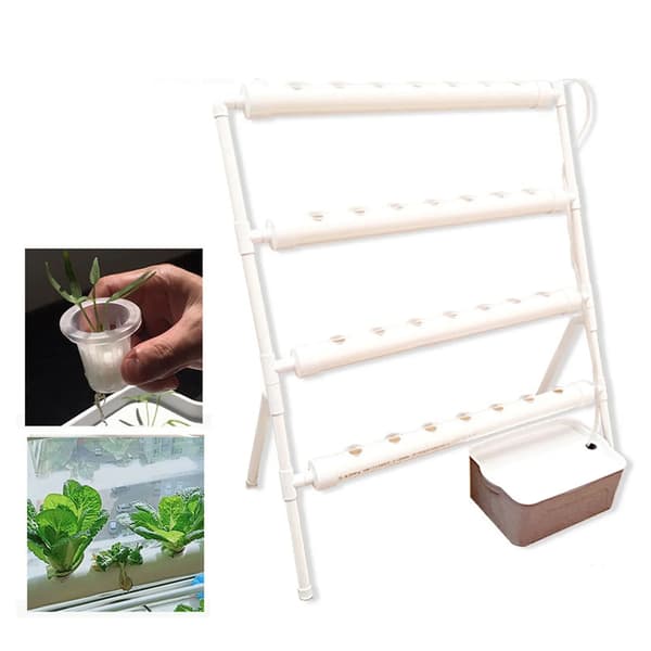 Hydroponiskt odlingskit - 36 hål - Hydroponiskt odlingssystem - Bevattningssystem - Plast - Vit