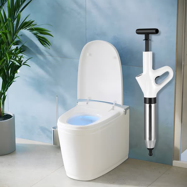 Toalettpump - Avloppsrensare med tryckluft - Tryckindikator - Högtryck - Silver