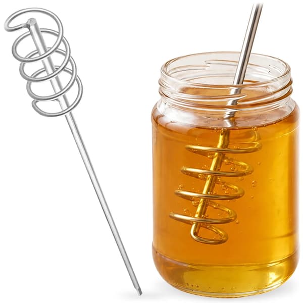 Spiralomrører til bisirup - Bifoderblander til boremaskine - Rustfrit stål 5,5 cm spids - 1 stk - Sølv