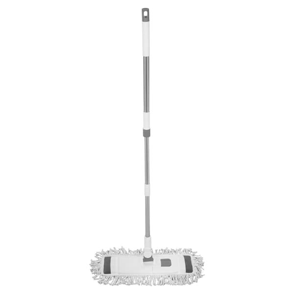 Golvmopp - Platt mopp - Rektangulär 55×25 cm - Stålskaft - Inkl. 2 syntetiska moppdukar - Vit