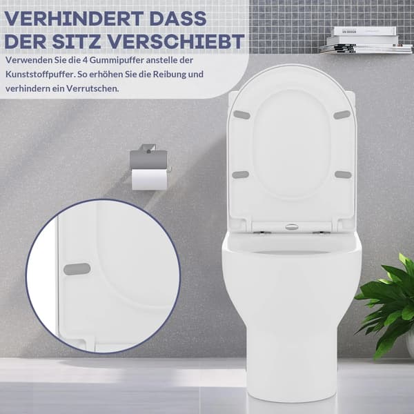 Toiletsæde - Lille D-form - Soft-Close - Quick-Release - PP-plast - Hvid