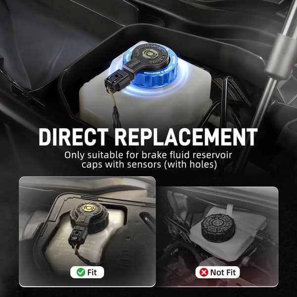 Bromsvätskebehållarlock för BMW - Aluminiumlock för huvudbromscylinder - Med Sensorhål - Passar E46 E81 E82 E87 E88 E90 E91 E92 E93 X1 E84 - Blå