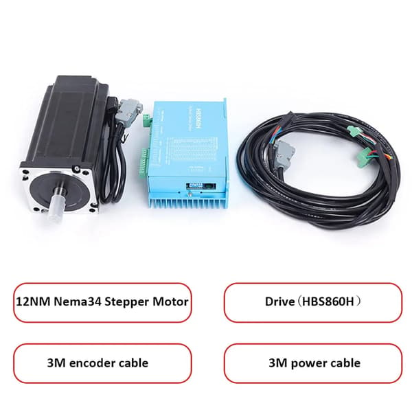 Stepmotor + Driver Sæt - Closed-Loop - Til CNC & 3D-printer - Høj Ydelse - CE-godkendt - Sort