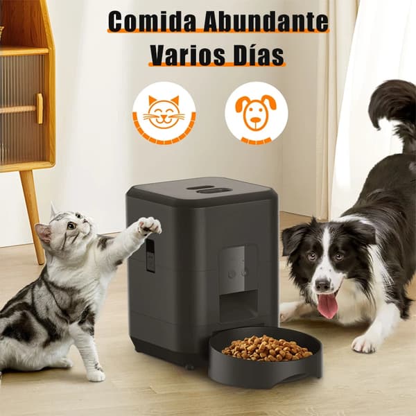 Automatisk kattefoderautomat - Foderdispenser - WiFi - Tidsindstilling - Portionskontrol - LCD-display - Genopladelig - Sort