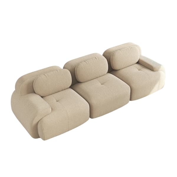3-sitssoffa - Modern vardagsrumssoffa - Manchesterklädsel - Ergonomiska armstöd - Elastisk klädsel - Kräver montering - Beige