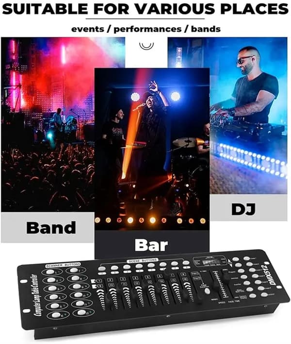 DMX512 Lyscontroller - 192 Kanaler - Programmerbar - Til Scene og DJ - 250 W - EU-Stik