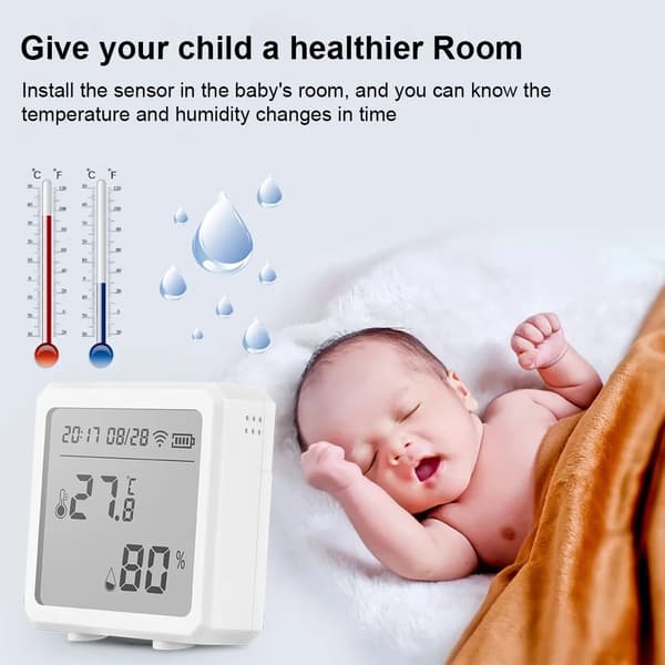 Zigbee temperatur- och luftfuktighetssensor - TH01Z trådlös termometer hygrometer - Tuya app - LCD skärm - smart hem - vit