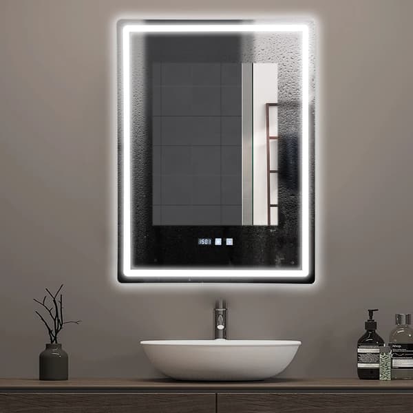 LED-badrumsspegel - Väggmonterad Rektangulär Spegel - 60×80 cm - Anti-imma - LED-belysning - Smart Temperaturkontroll - Splittersäker - Vit