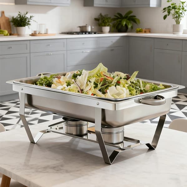 Chafing Dish Buffetvarmer - Rustfri Madvarmer - 3 Rum - Vandbad Serveringsfad - Til Catering og Buffet