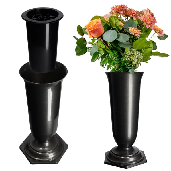 Gravvas för gravsten - Blomstervas - Storlek S - 23 cm - Grafit