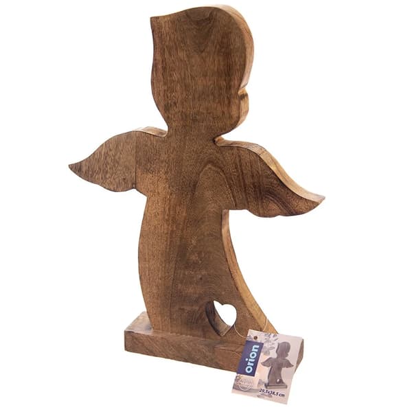 Juleengel - Dekorationsfigur i træ - 38,5 cm - Brun - Julepynt
