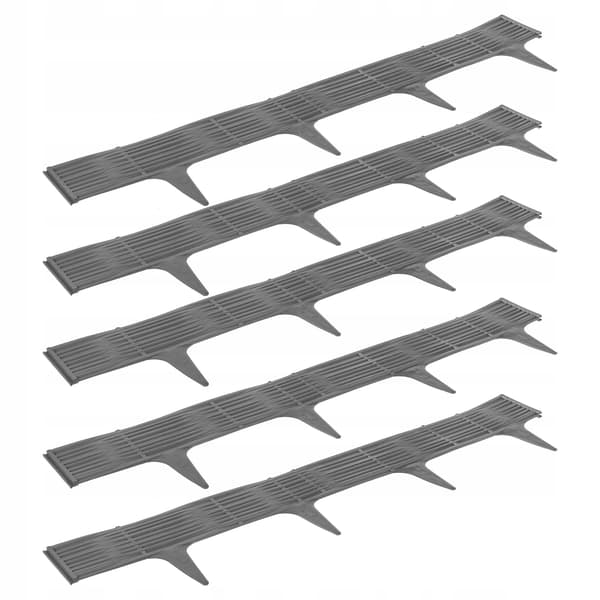 Havehegn - Plænekant palisade - 390 cm længde - 5 dele - Nedslagsmontering - Grå
