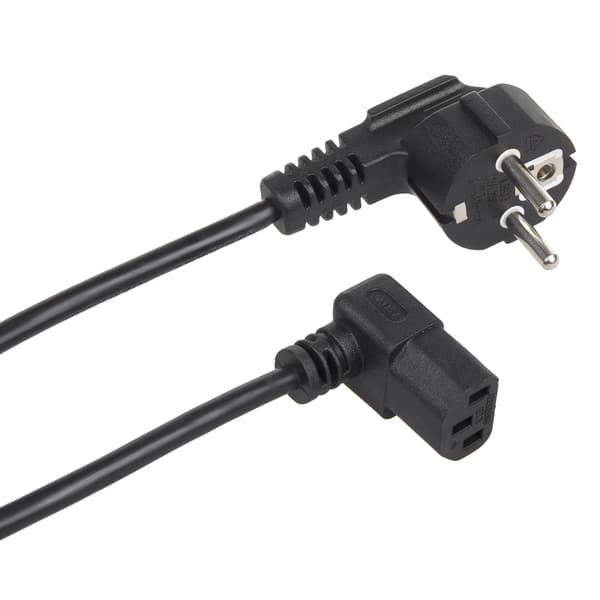 Strømkabel til computer - MCTV-851 - Vinklet - 3-polet - EU-stik - 1,5 m - Sort