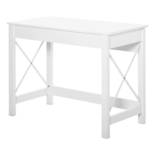 Computerskrivebord - Computerbord - Rektangulær 105x50x76 cm - Forstærket X-ramme i plast - Samling kræves - Moderne stil - Hvid