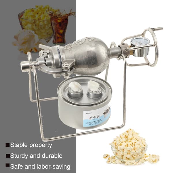 Popcornmaskine/Popcorn maker - Mini håndsving - Rustfrit stål - 100 ml kapacitet - Til hjemmebrug - Kompakt