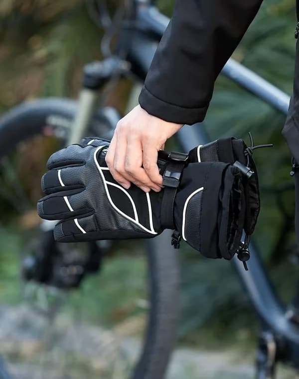 Vinterhandsker - Cykelhandsker S133-BK - Varmeisolerende - Strikkede - Polyester - Størrelse M - Sorte