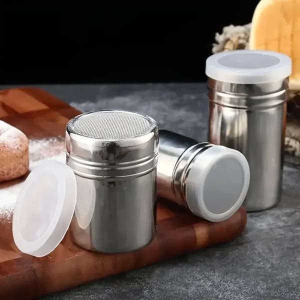 Pulversigte til kaffe og bagning - Rustfrit stål - Med låg - 2 dele