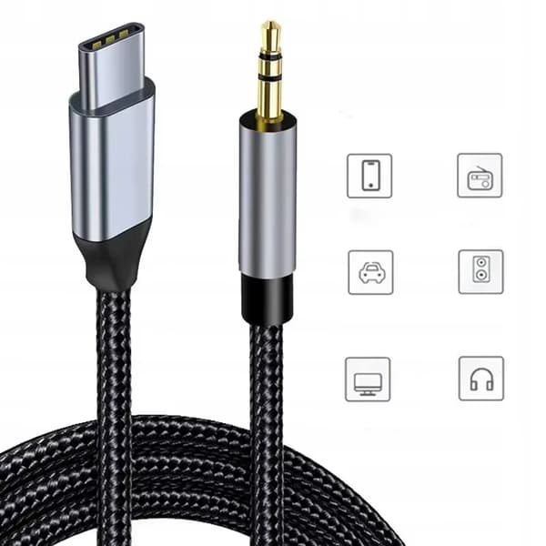 USB-C til 3,5 mm AUX-adapter - DAC-lydadapter - Hovedtelefonadapter - Plug and Play