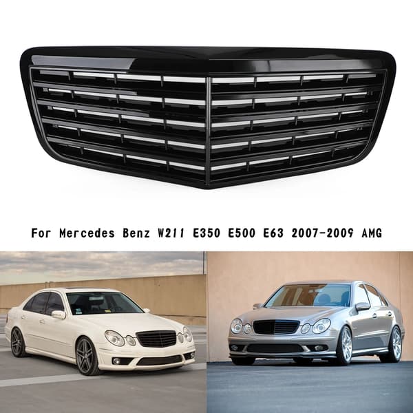 Frontgrill til kofanger - Model Grille-449-A - ABS - Racinggrill - Passer W211 E350/E500 - 2007–2009 - Blank sort