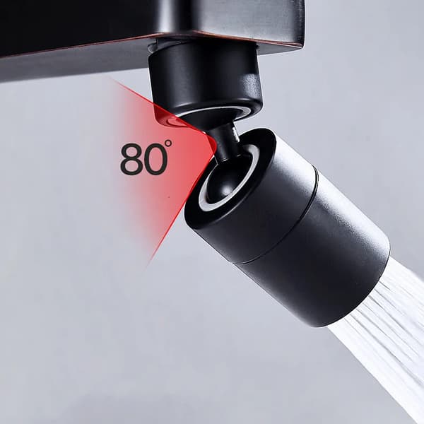 Perlator til vandhane - FM22 Gevind - 360° Drejelig - Vanddiffusor - Messing - Sort Lang