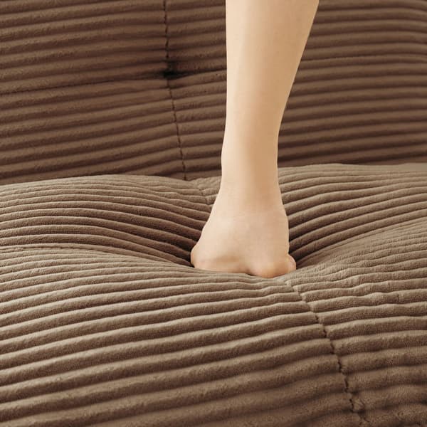 Modulsoffa - U-formad 4-sitssoffa - Manchestertyg - Vadderad - Halkfri - Brun