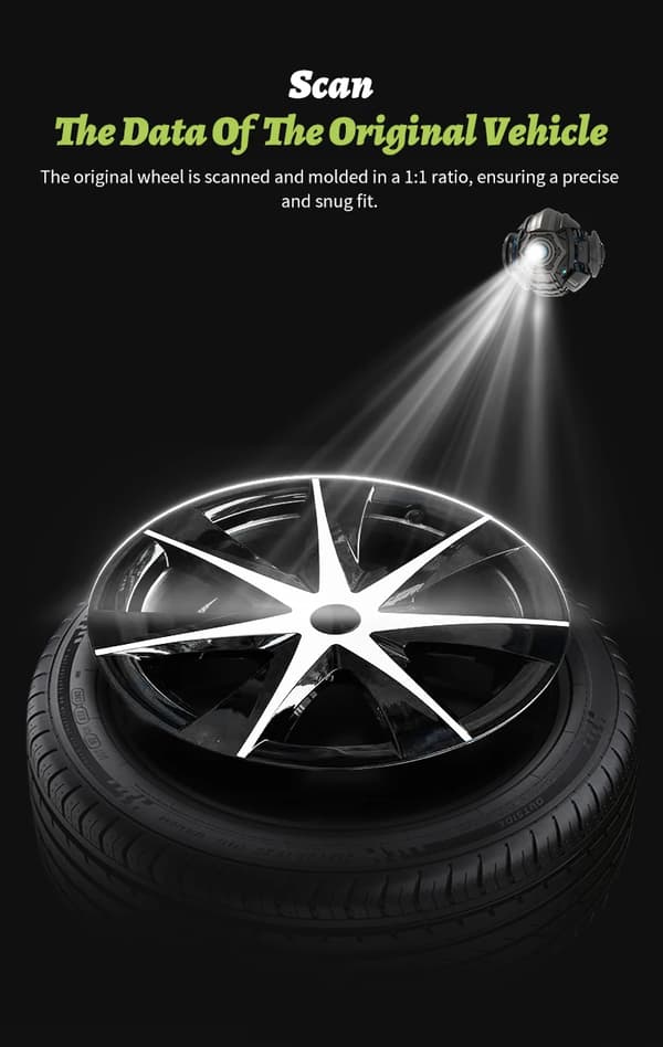 Hjulkapsler - Model Y - Heptastar-design - 48,3 cm - 4 stk. - 2020–2024 - Erstatningsfælgkapsler