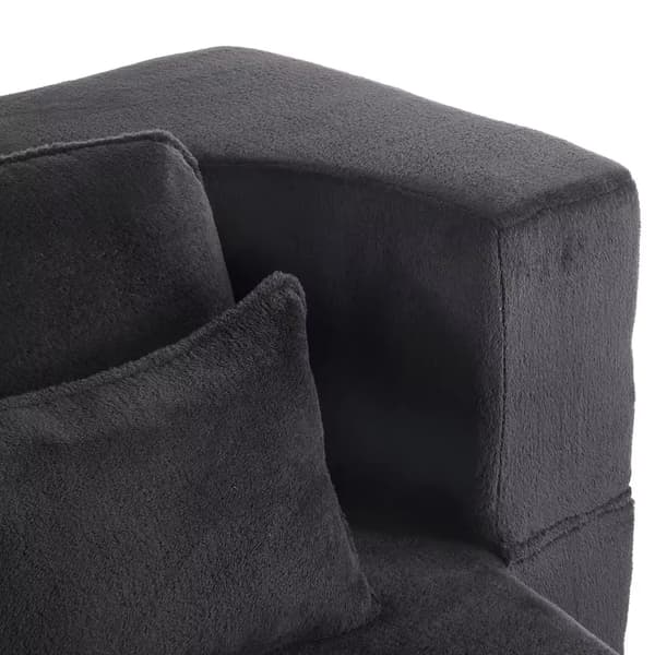 Modern bäddsoffa - 2-sits - Vikbar - 4 Kuddar - Skumfyllning - Ingen Montering - Svart