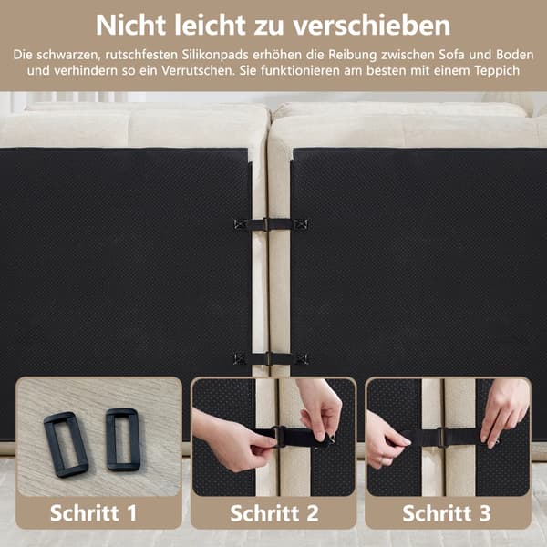 Modulsoffa - U-formad 4-sitssoffa - Chenille - Djupa sitsar - Modern design - Beige