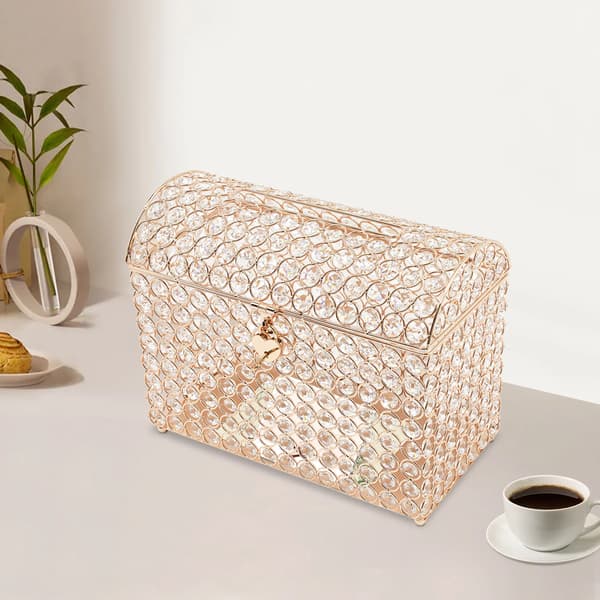 Bröllopskortbox - Presentkortslåda - Metall - Hjärtformat Lås - 41 cm