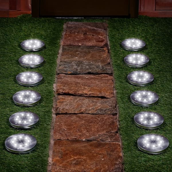 Solcellelamper til haven - LED-havelamper - 12-pak - Stål - 11,5 cm