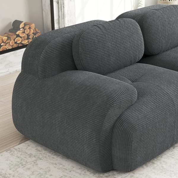 Soffa - 3-sitssoffa - Premium manchester - Halkfri - Ergonomiska armstöd - Elastisk klädsel - Grå
