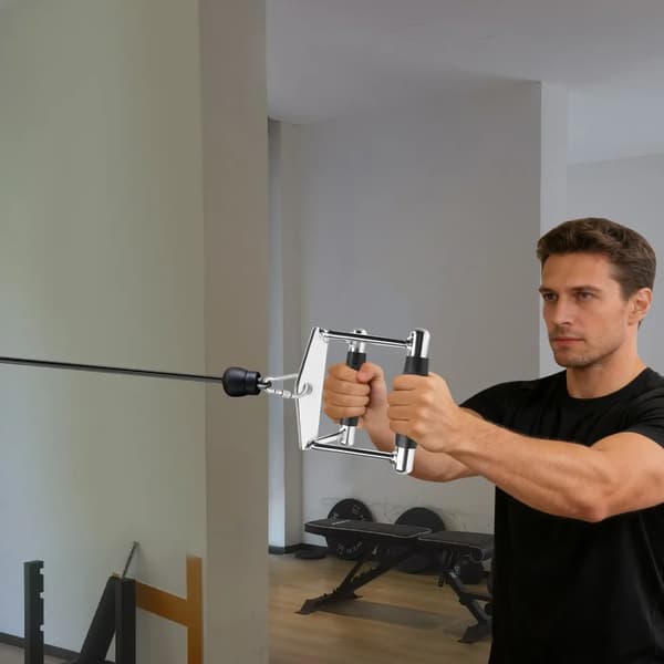 Kabelmaskine Tilbehør - Lat Pulldown V-Bar Greb - Parallelgreb - Kraftigt Stål - Ryg Biceps Triceps - Styrketræning - Sort