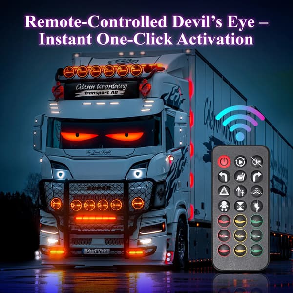 LED Devil Eye Bil Last Lys - Pixelpanel - Rullende Tekstdisplay 12V - Til Forrude - Gul